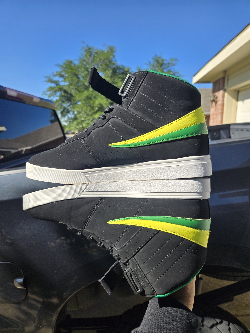 FILA Black High Top Sneakers with Green and Yellow Accents - Picture 12 of 13